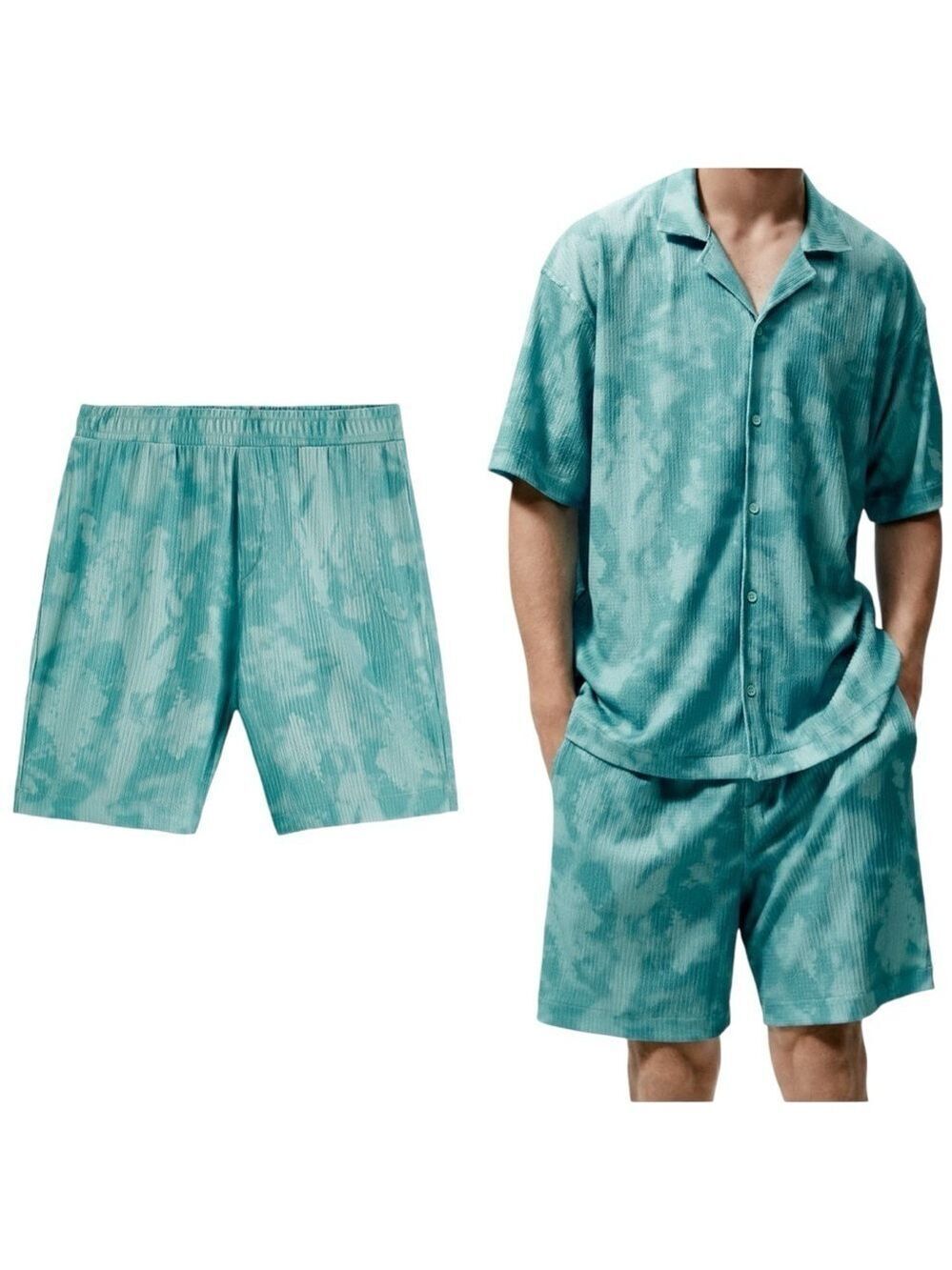 Zara Tie Dye Effect Relaxed Fit Elastic Waist Shorts 2795/311